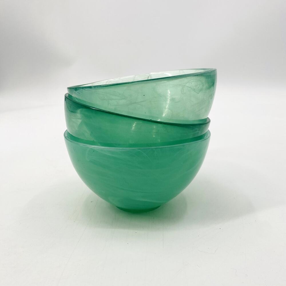 Vintage Green Swirl Bowl Glass Set